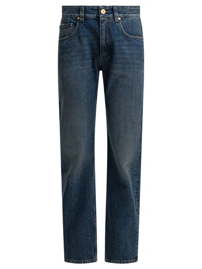 Brunello Cucinelli Blue Cotton Jeans In Multi