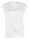 Brunello Cucinelli Silk Satin Top In White