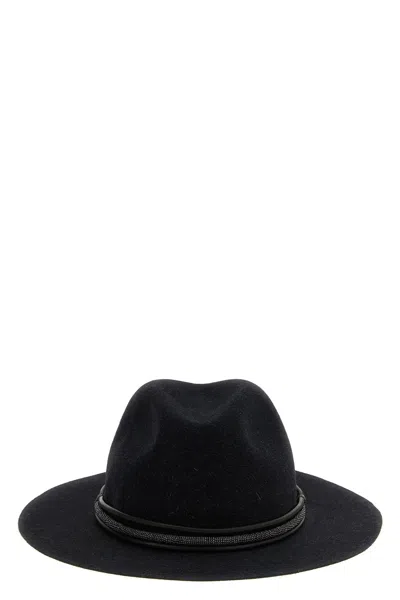 BRUNELLO CUCINELLI BRUNELLO CUCINELLI WOMEN JEWEL LEATHER HAT