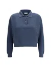 Brunello Cucinelli English Rib Cotton Polo-style Jersey With Jewellery In Blue