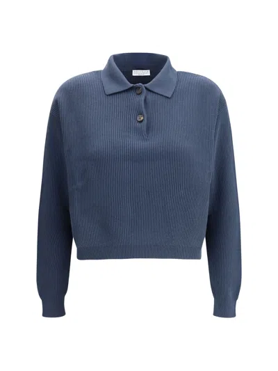 Brunello Cucinelli Women Knit Sweater In Blue