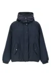 Brunello Cucinelli Puffer Jackets With Hood And Pockets In Blue