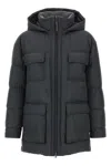Brunello Cucinelli Knitted Neck Down Jacket Puffer Jackets Gray In Black