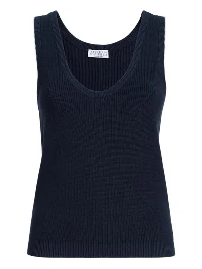 Brunello Cucinelli Women Knitted Vest In Blue