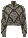 Brunello Cucinelli Luxury Wool-blend Diamond Knit Cardigan In Gray