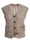 Brunello Cucinelli Knitwear With Button Detailing And Front Pockets In Beige