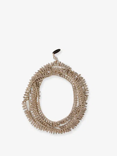 Brunello Cucinelli Women Knotted Silver Bracelet In Brown