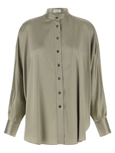 Brunello Cucinelli Women's Korean Collar Shirt In Green