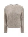 Brunello Cucinelli Beige Wool And Cashmere Sweater In Neutral