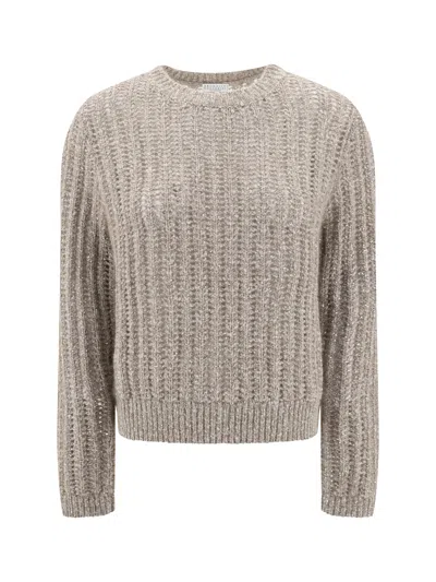 Brunello Cucinelli Women Lambswool Sweater In Neutral