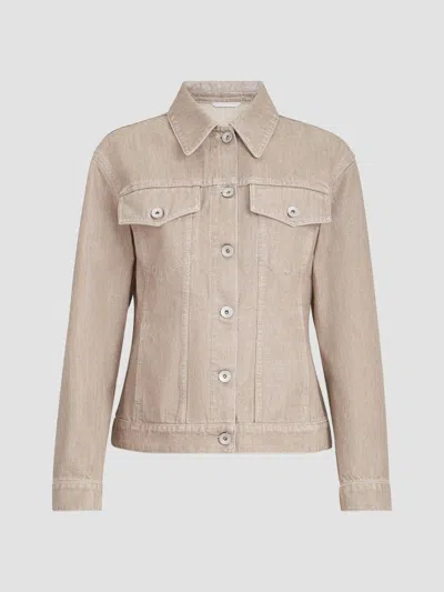 Brunello Cucinelli Women's Lamé Denim Four-pocket Outerwear Jacket With Monili In Brown