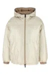Brunello Cucinelli Reversible Laminated Down Jacket In Cream