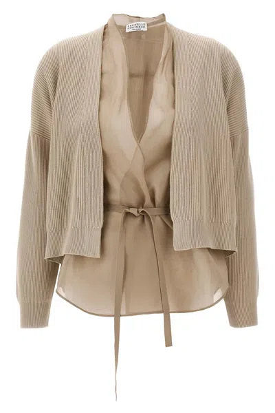 Brunello Cucinelli Layered Cardigan Sweaters And Cardigans Beige