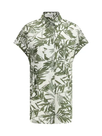 Brunello Cucinelli Women Leaf Print Long Shirt In Multi