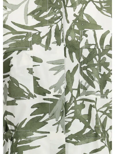 Brunello Cucinelli Leaf Print Long Shirt In Multi