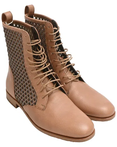 Pre-owned Brunello Cucinelli Women's Leather Beaded Lace-up Bootie (authentic Pre-loved)