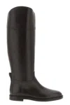 Brunello Cucinelli Knee-high Leather Monile Pull Tab Boots In Black