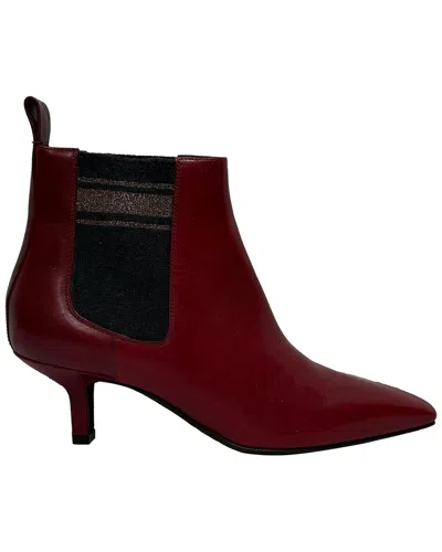 Brunello Cucinelli Women's Leather Chelsea Kitten-heeled Ankle Boot (authentic  Pre-loved) In Brown