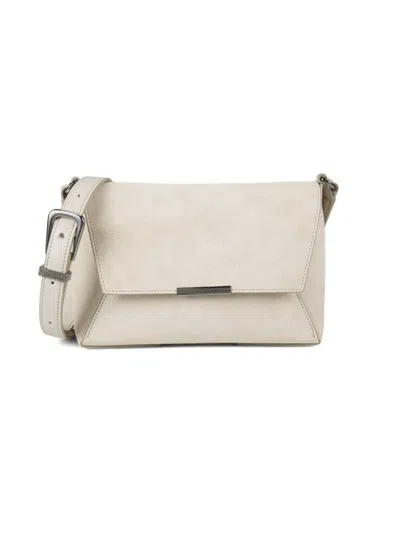 Brunello Cucinelli Women's Leather Crossbody Bag In Gray