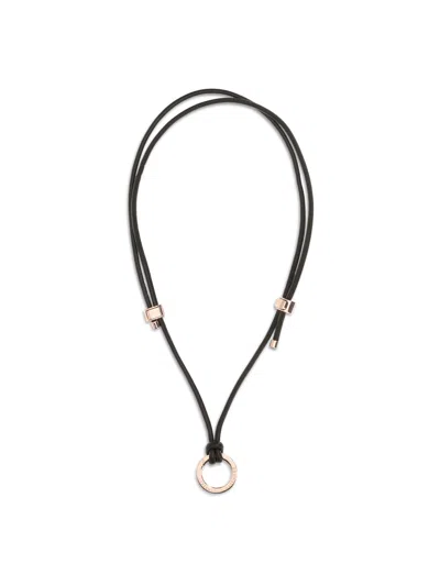 Brunello Cucinelli Calf Leather Bos Taurus Keychain Pendant In Black