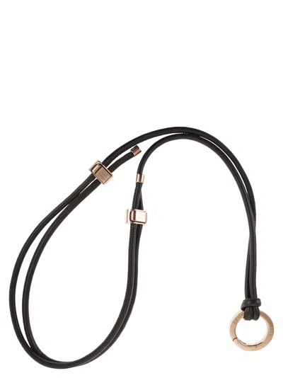 Brunello Cucinelli Women Leather Glasses Cord With Pendant In Brown