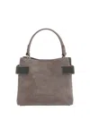 Brunello Cucinelli Mini Monili-embellished Suede Tote Bag In Gray