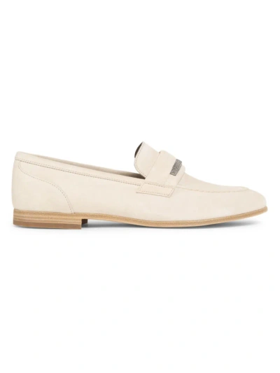 Brunello Cucinelli Women's Leather Loafers In Beige