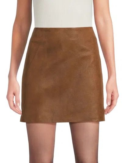 Brunello Cucinelli Women's Leather Miniskirt In Brown