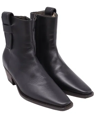 Pre-owned Brunello Cucinelli Women's Leather Monili Western Bootie (authentic Pre-loved)