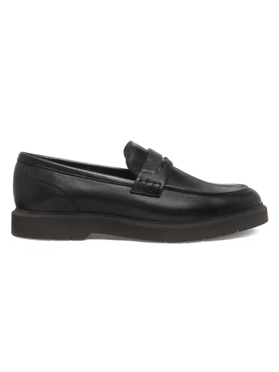 Brunello Cucinelli Women's Leather Penny Loafers In Black