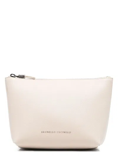 Brunello Cucinelli Women's Leather Pouch In Neutrals