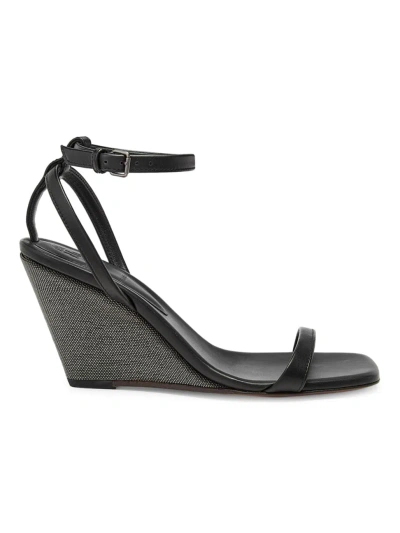 Brunello Cucinelli Women's Leather Sandals In Nero