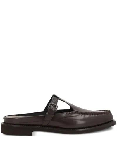 Brunello Cucinelli Women Leather Slingback Loafers In Brown