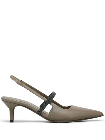 BRUNELLO CUCINELLI BRUNELLO CUCINELLI WOMEN LEATHER SLINGBACK PUMPS