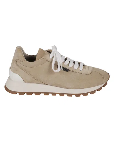 Brunello Cucinelli Women Leather Sneakers In Gray