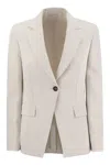 Brunello Cucinelli Cotton Blend Blazer In Gesso