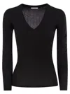 Brunello Cucinelli Women Lightweight Cashmere And Silk Broad Rib Sweater In Black