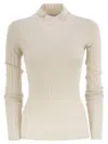Brunello Cucinelli Women Lightweight Cashmere And Silk Broad Rib Sweater In Neutral