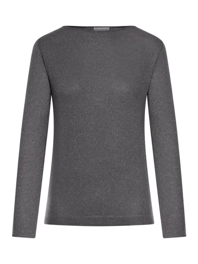 Brunello Cucinelli Women Lightweight Cashmere And Silk Sparkling Sweater In Gray