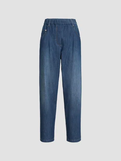 Brunello Cucinelli Women's Lightweight Denim Five-pocket Jeans In Blue