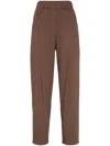 Brunello Cucinelli Women Lightweight Poplin Five-pocket Track Pants With Monili In Brown