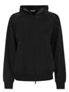 Brunello Cucinelli Lightweight Stretch Cotton Fleece Topwear With Zip, Hood And Shiny Trims In Black