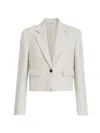Brunello Cucinelli Chevron-pattern Cropped Blazer In White