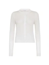 Brunello Cucinelli Women's Linen And Silk Diamond Yarn Cardigan With Monili In White