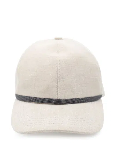 Brunello Cucinelli Women's Linen Baseball Cap In Sand