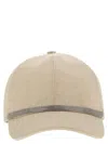 Brunello Cucinelli Beige Linen Shiny Band Baseball Cap