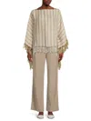 Brunello Cucinelli Women's Linen-blend Striped Fringe Poncho
