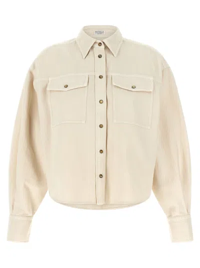 Brunello Cucinelli Women Linen Cotton Shirt In White
