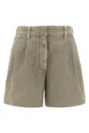 Brunello Cucinelli Linen Cotton Shorts Bermuda And Short Green In Green