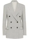 Brunello Cucinelli Women's Irish Linen Chevron Blazer With Monili In Light Grey